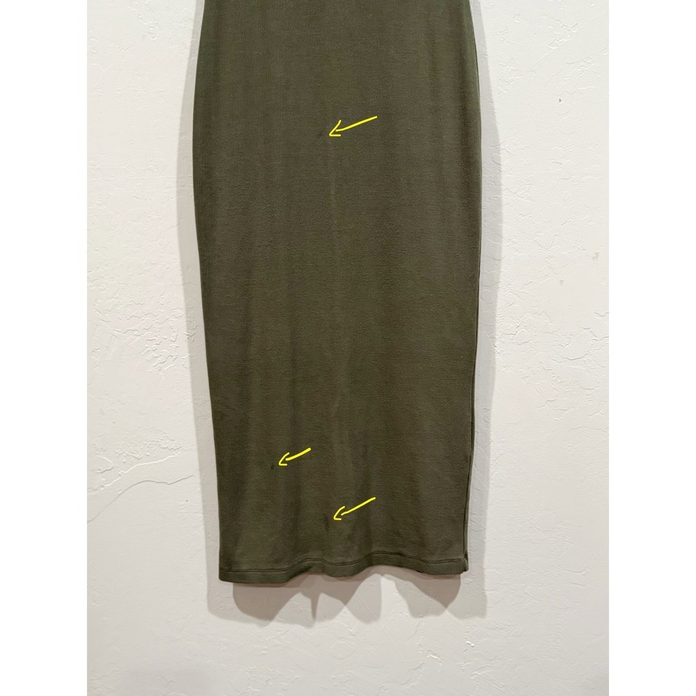Marine Layer Lexi Rib Midi Dress Olive Green Scoop Neck Short Sleeve Size M - Picture 7 of 7